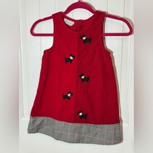 5/$25 Samara Scottie Dog Red Corduroy Girls Dress